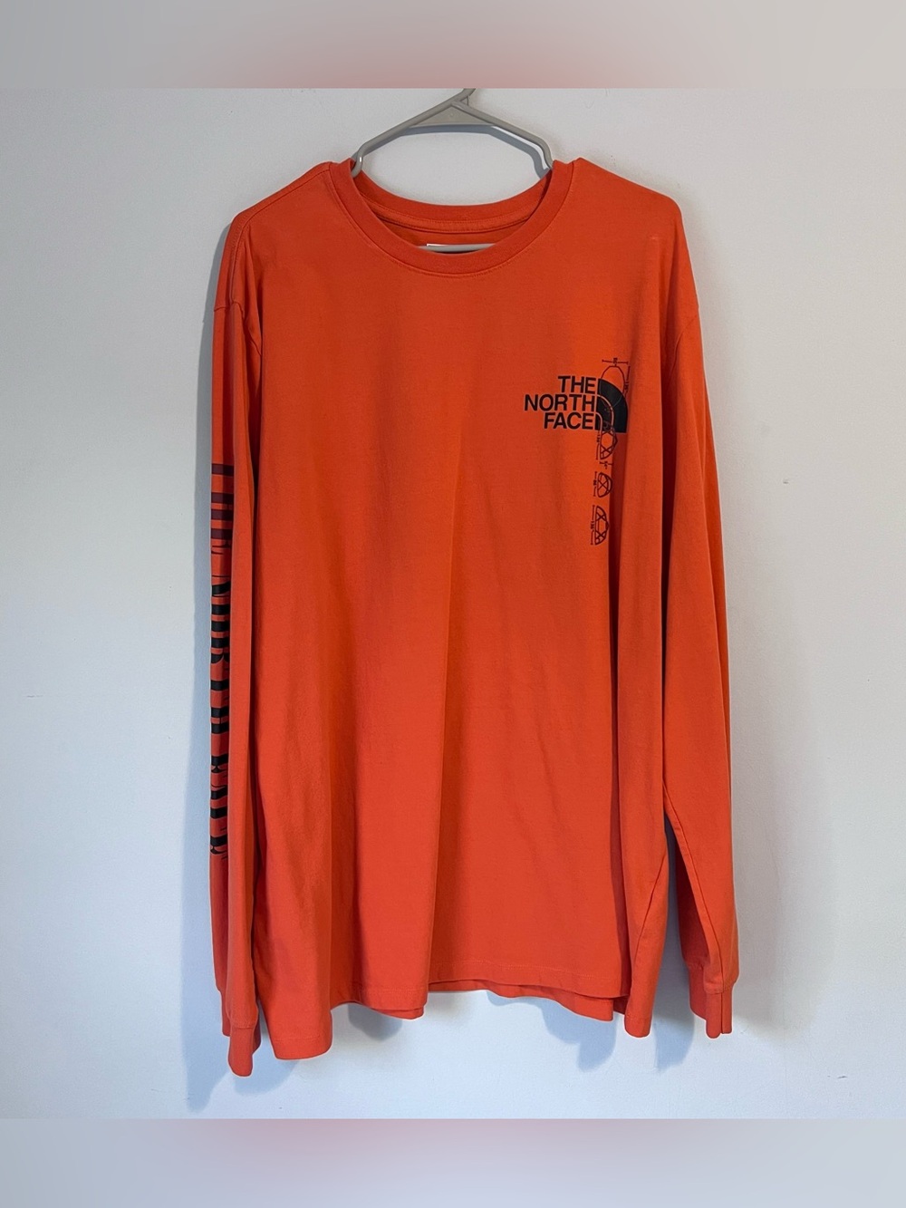The North Face Mens Recycled Expedition Graphic Long Sleeve T-Shirt Orange XXL
